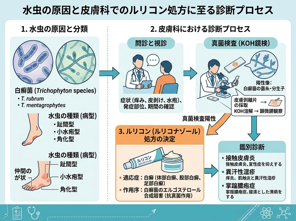 水虫の原因と皮膚科でのルリコン処方に至る診断プロセス
