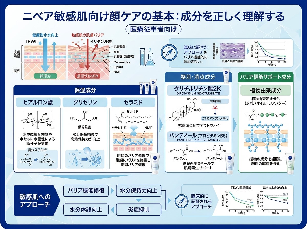 ニベア敏感肌向け顔ケアの基本：成分を正しく理解する