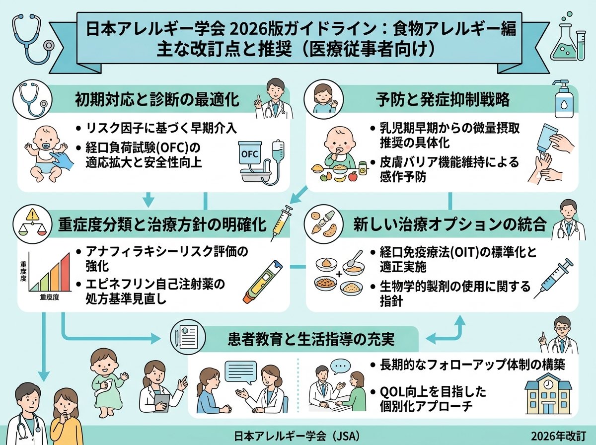 日本アレルギー学会2026版ガイドラインの主な改訂点:食物アレルギー編