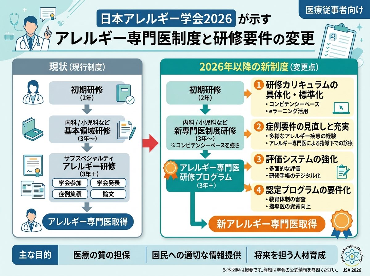 日本アレルギー学会2026が示すアレルギー専門医制度と研修要件の変更