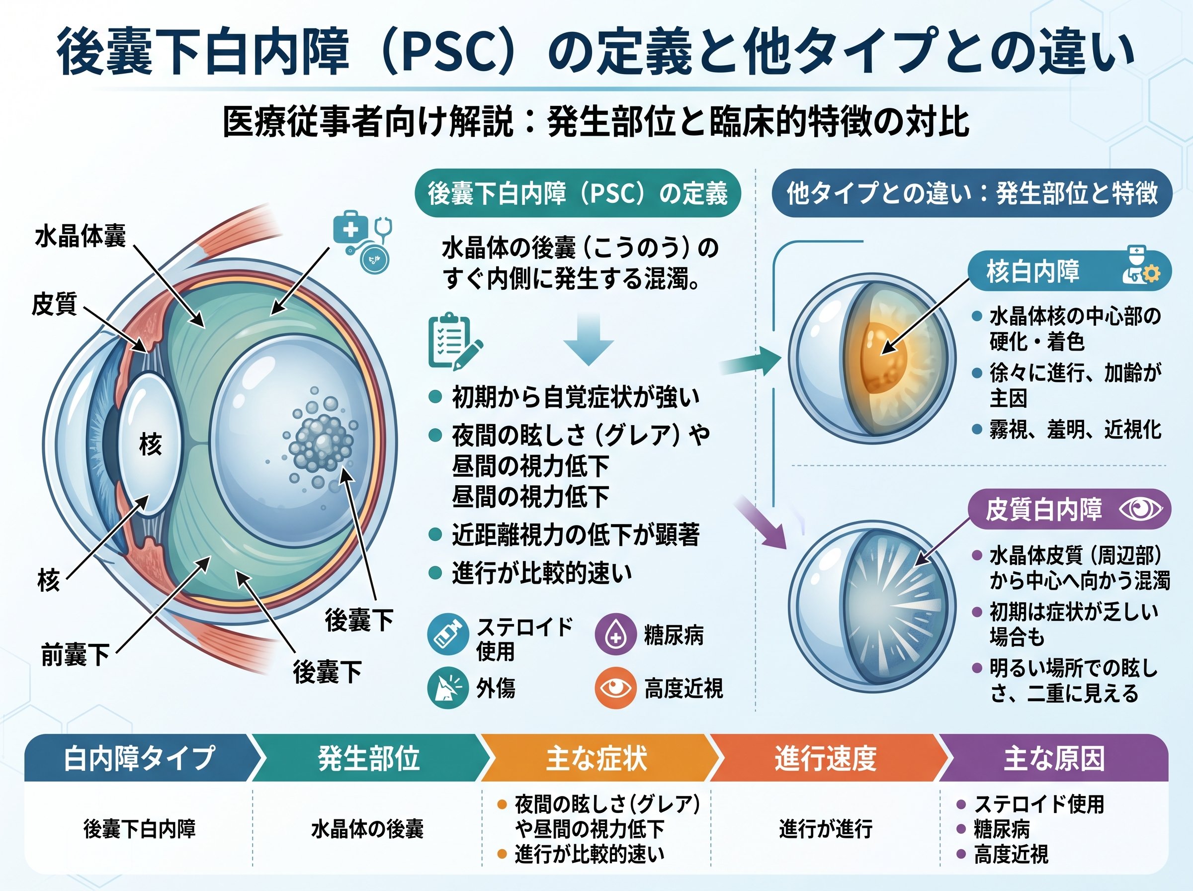 後嚢下白内障（PSC）の定義と他タイプとの違い