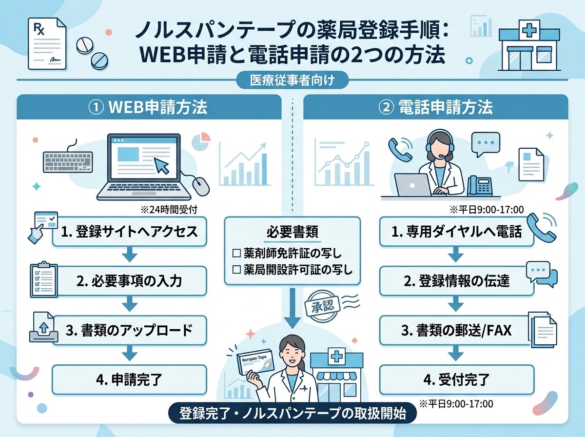 ノルスパンテープの薬局登録手順:WEB申請と電話申請の2つの方法