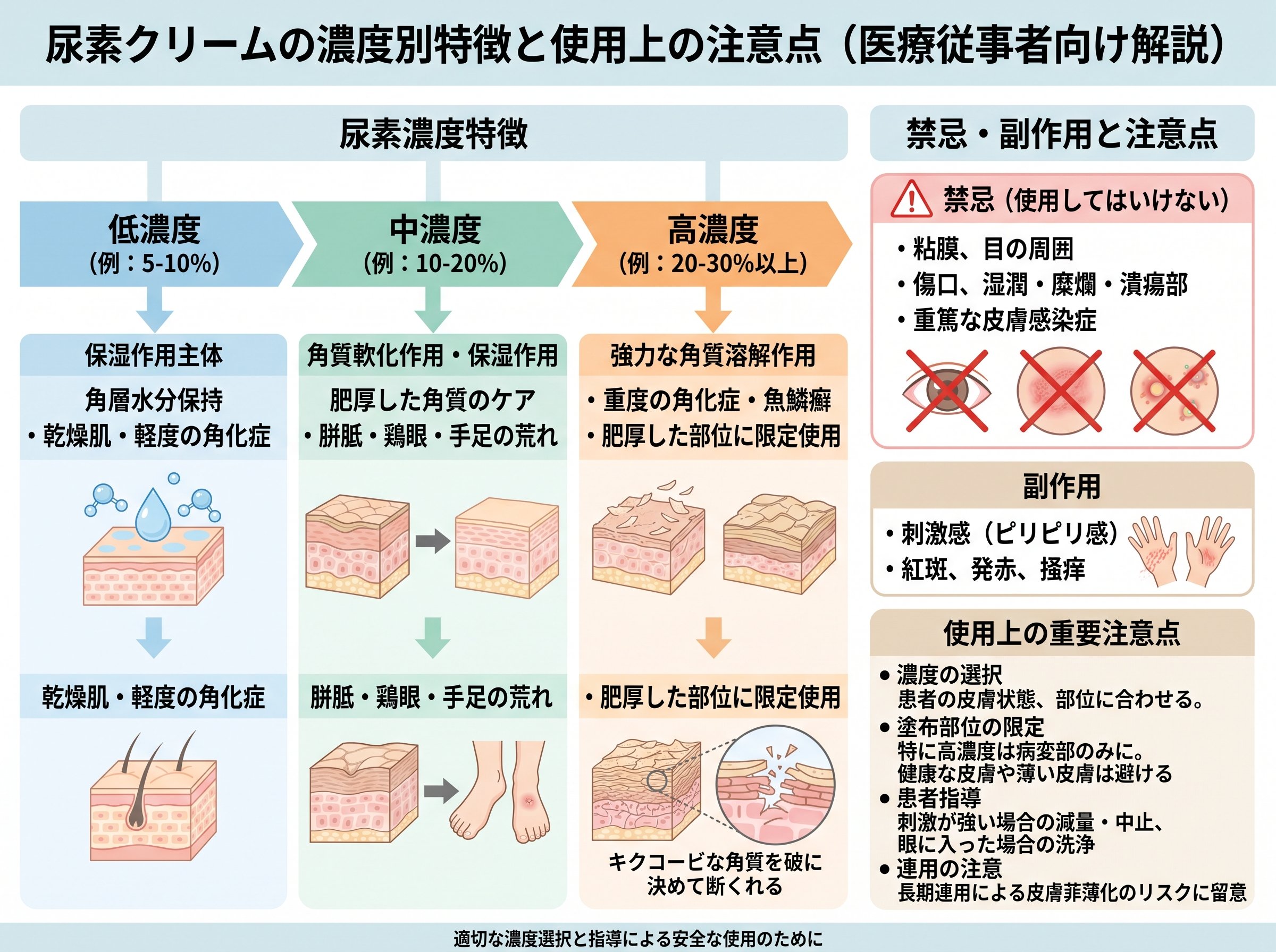 尿素クリームの濃度と禁忌・副作用の注意点