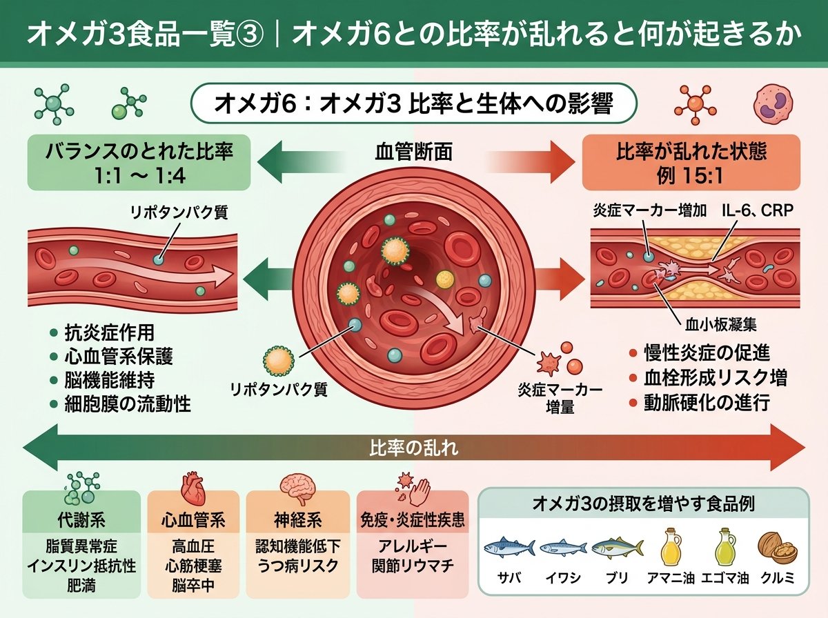 オメガ3食品一覧③｜オメガ6との比率が乱れると何が起きるか