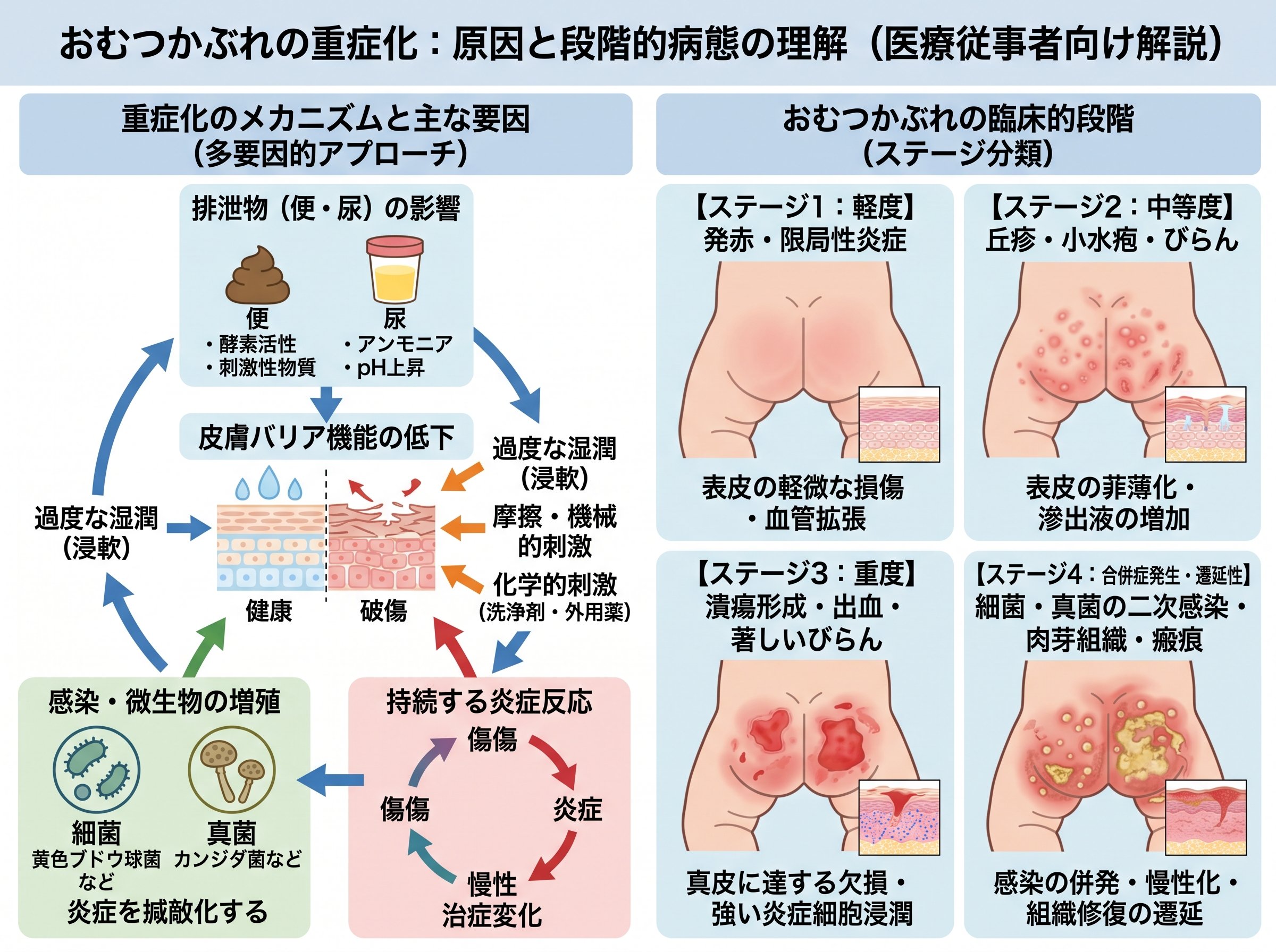 おむつかぶれが重症化する原因と症状の段階的な理解