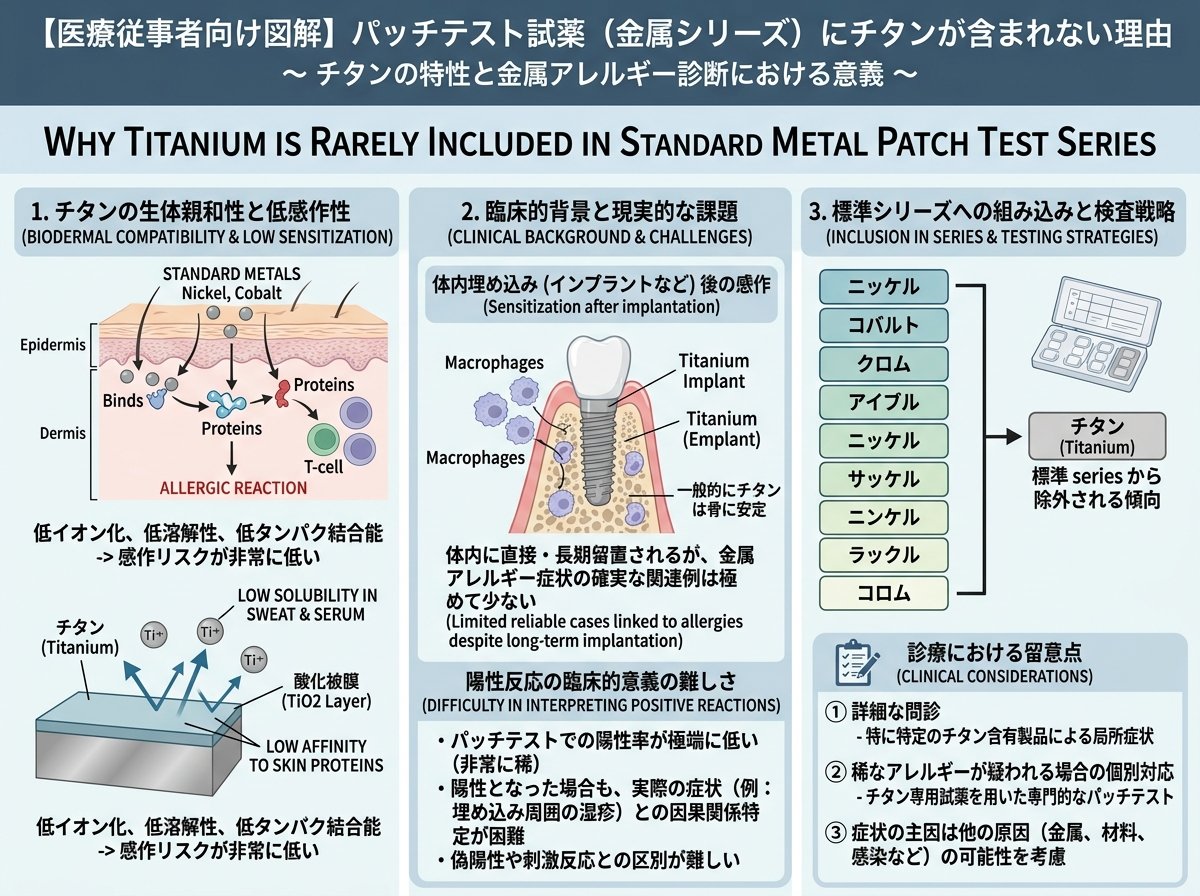 パッチテスト試薬の金属シリーズにチタンが含まれない理由