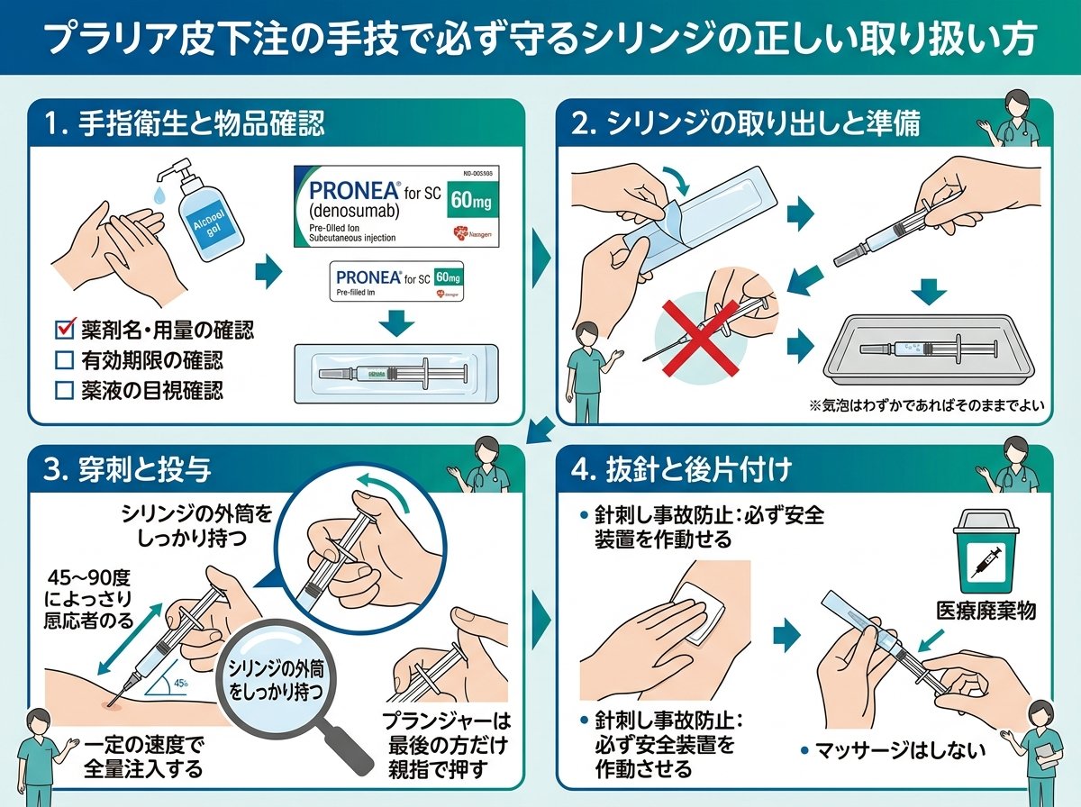 プラリア皮下注の手技で必ず守るシリンジの正しい取り扱い方