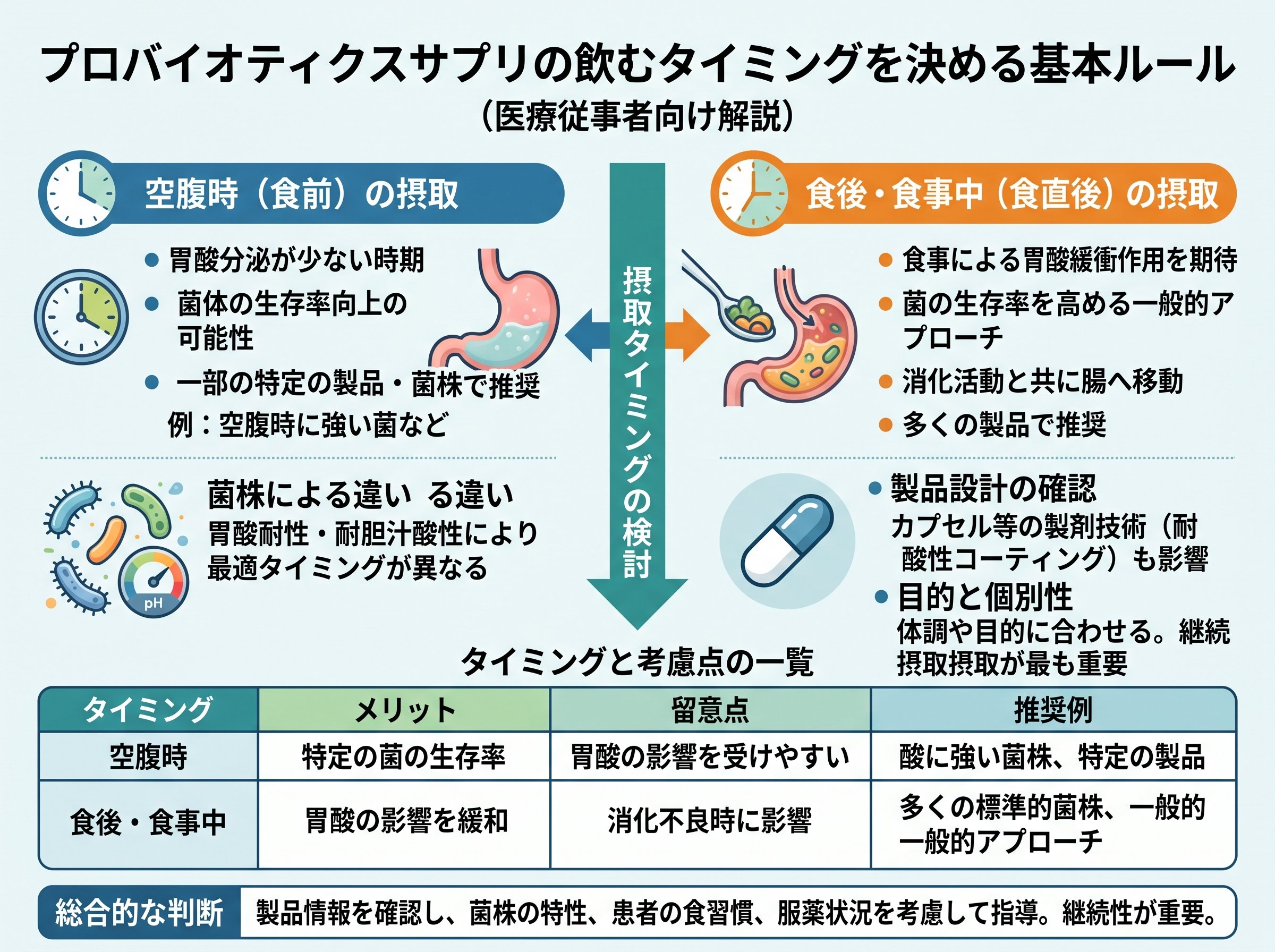 プロバイオティクスサプリの飲むタイミングを決める基本ルール