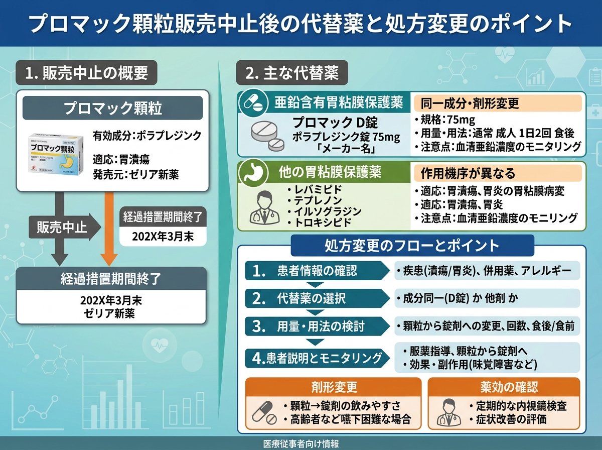 プロマック顆粒販売中止後の代替薬と処方変更のポイント
