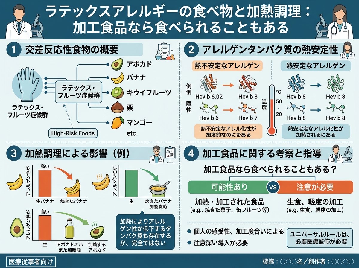 ラテックスアレルギーの食べ物と加熱調理：加工食品なら食べられることもある