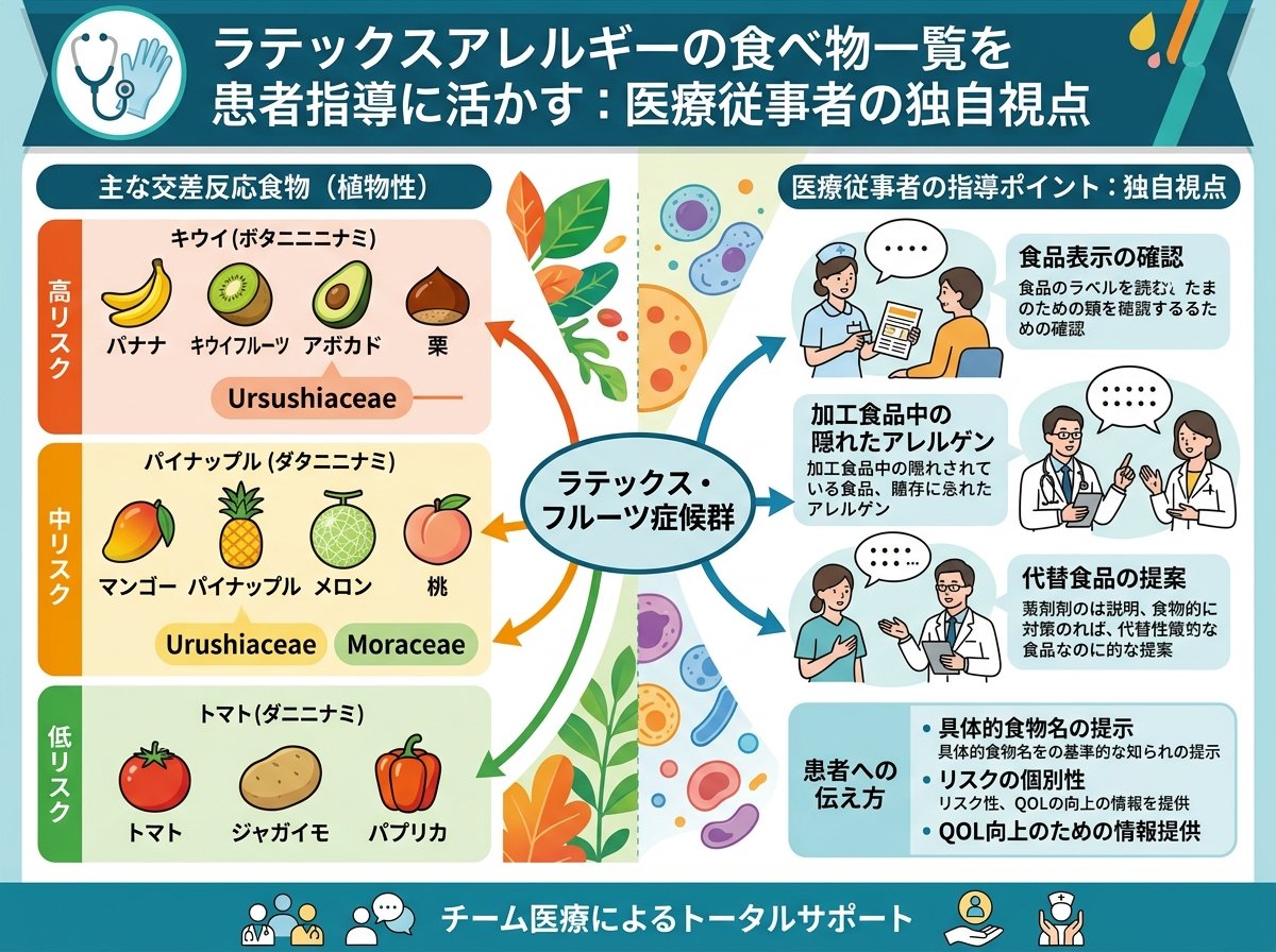 ラテックスアレルギーの食べ物一覧を患者指導に活かす：医療従事者の独自視点