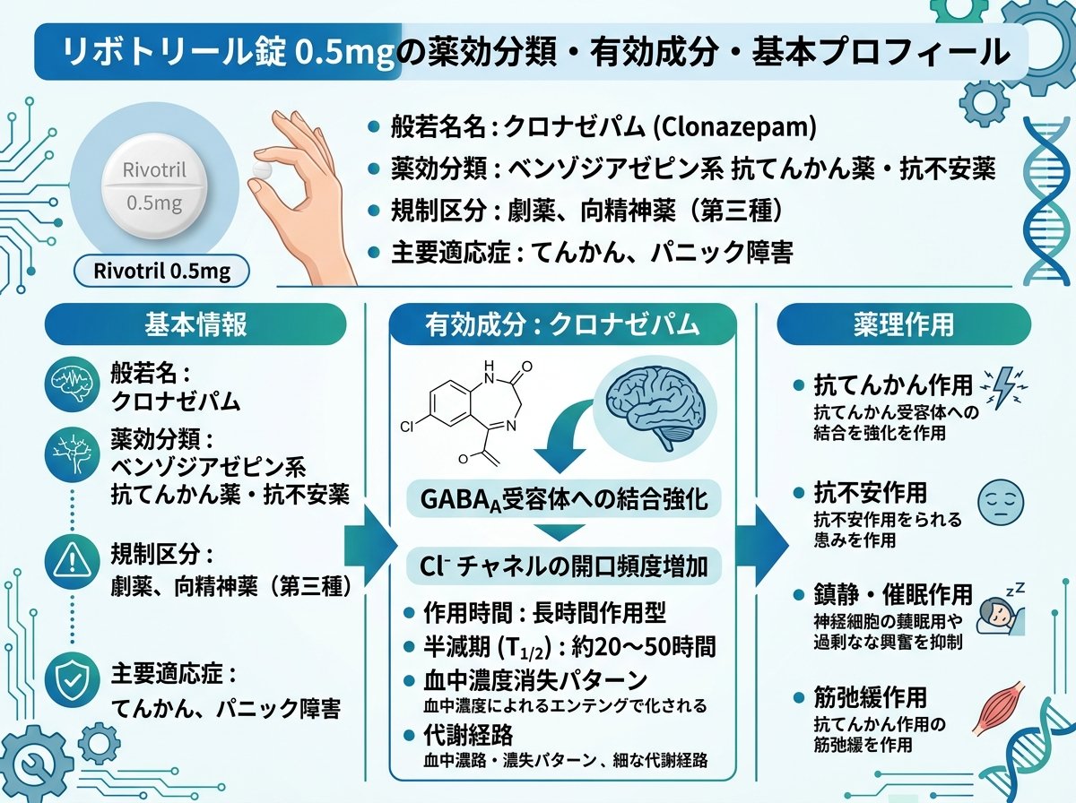 リボトリール錠 0.5mgの薬効分類・有効成分・基本プロフィール