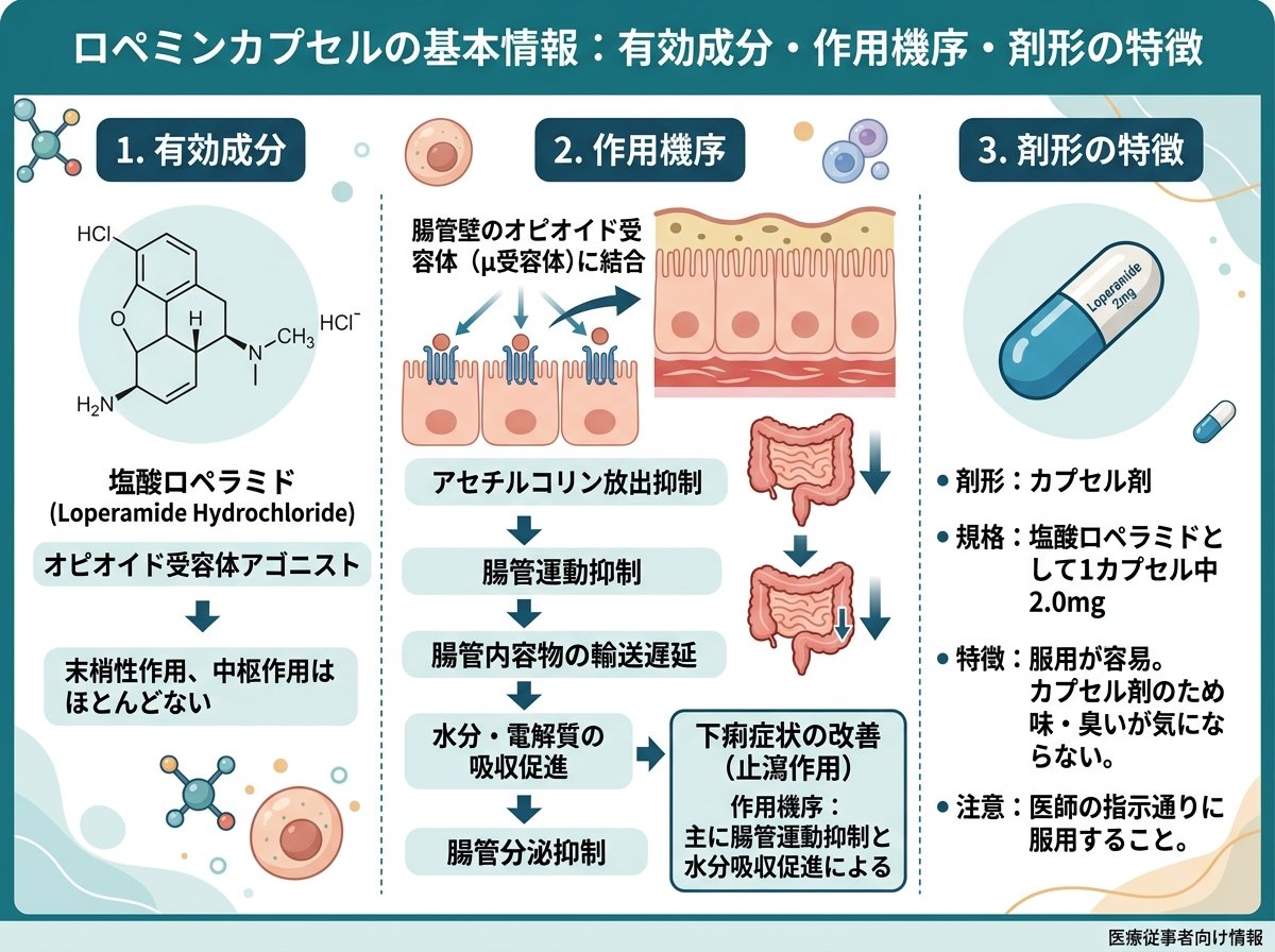 ロペミンカプセルの基本情報:有効成分・作用機序・剤形の特徴