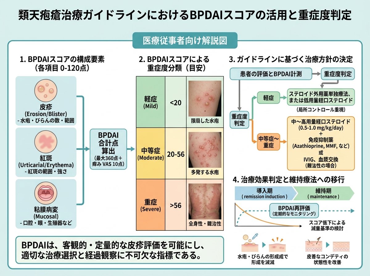 類天疱瘡治療ガイドラインにおけるBPDAIスコアの活用と重症度判定