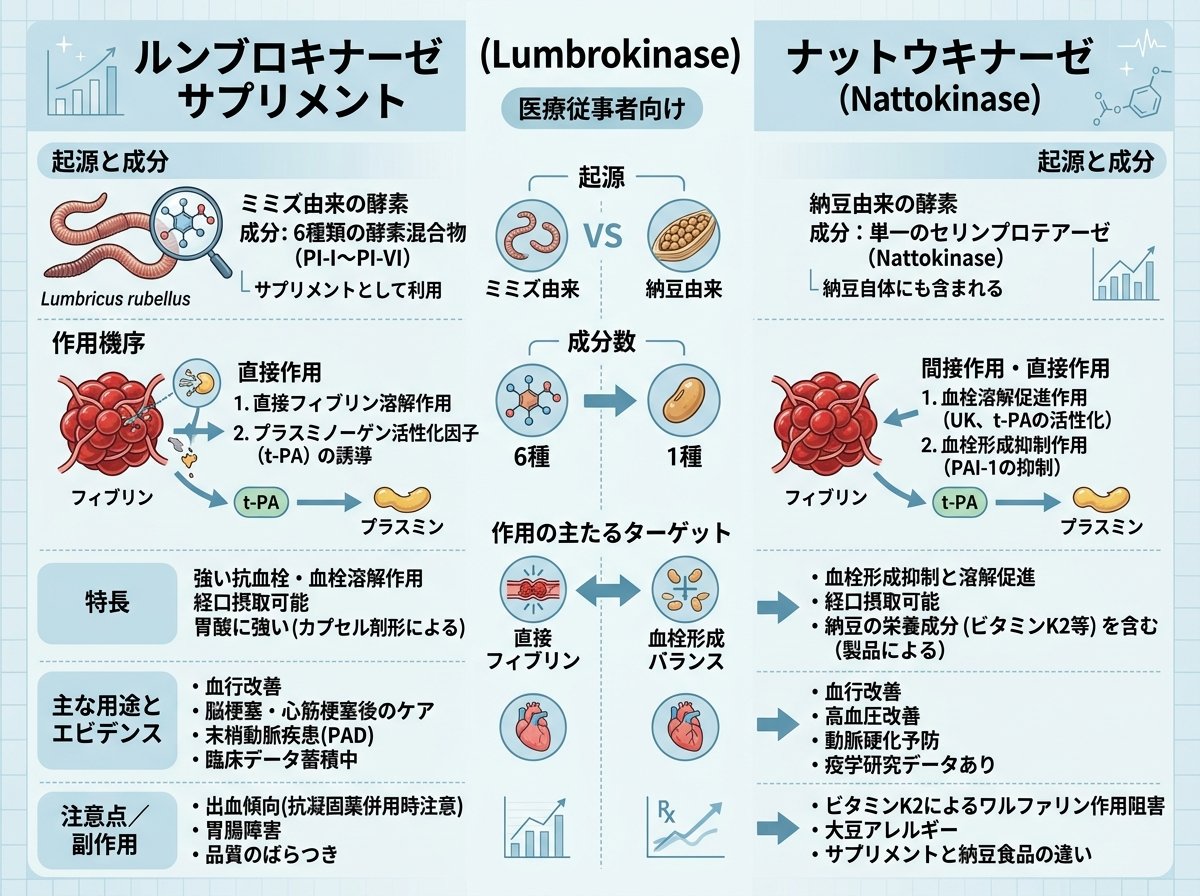 ルンブロキナーゼ サプリとナットウキナーゼの違いを正確に理解する