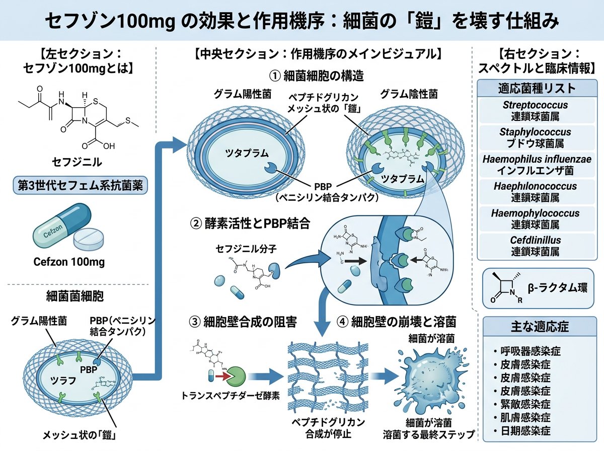 セフゾン100mgの効果と作用機序:細菌の「鎧」を壊す仕組み