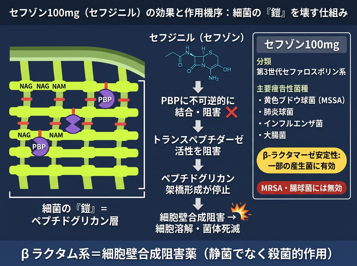 セフゾン100mgの効果と作用機序:細菌の「鎧」を壊す仕組み
