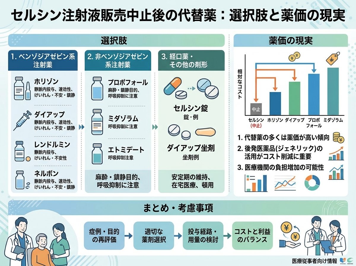 セルシン注射液販売中止後の代替薬:選択肢と薬価の現実