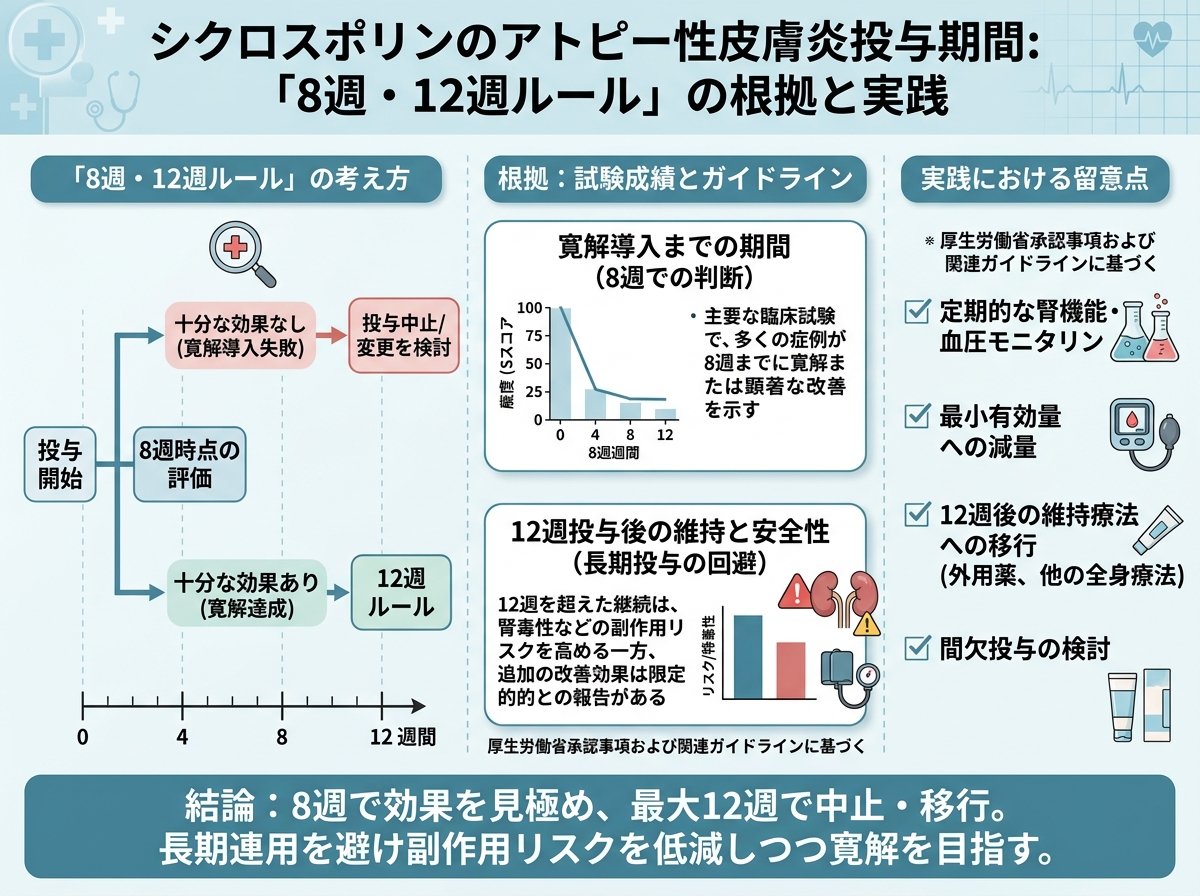 シクロスポリンのアトピー投与期間:8週・12週ルールの根拠