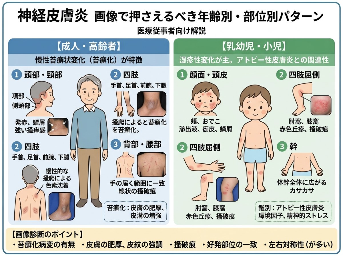 神経皮膚炎 画像で押さえるべき年齢別・部位別パターン