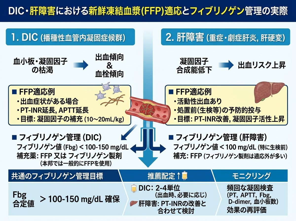 DIC・肝障害における新鮮凍結血漿適応とフィブリノゲン管理の実際