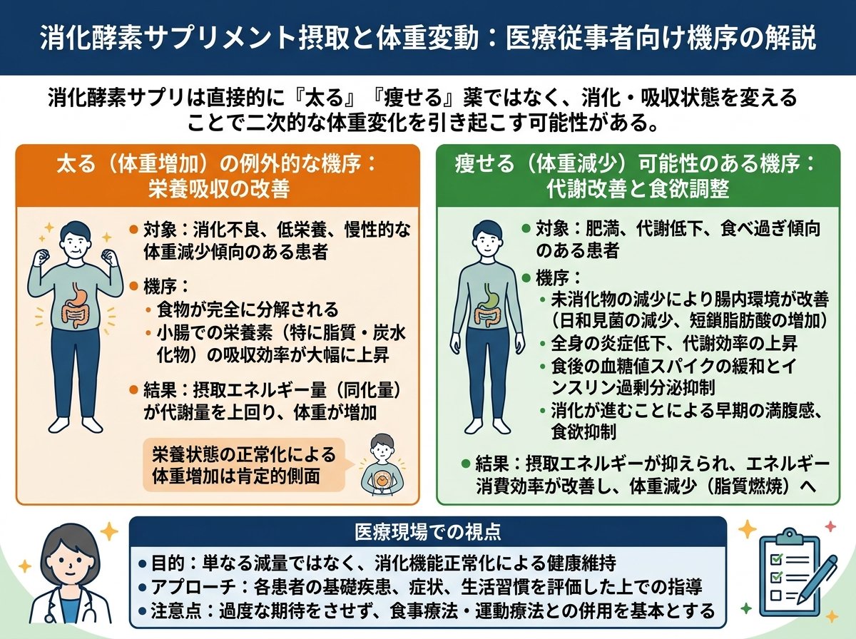 消化酵素サプリ 太る 例外 痩せるケース