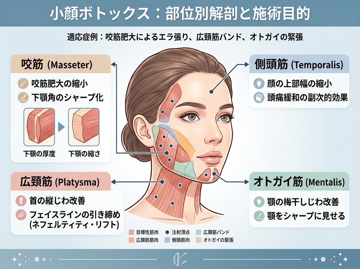 小顔ボトックスを打つ部位の種類と目的