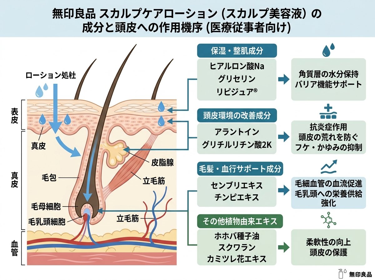 スカルプローション無印の成分と頭皮への働き