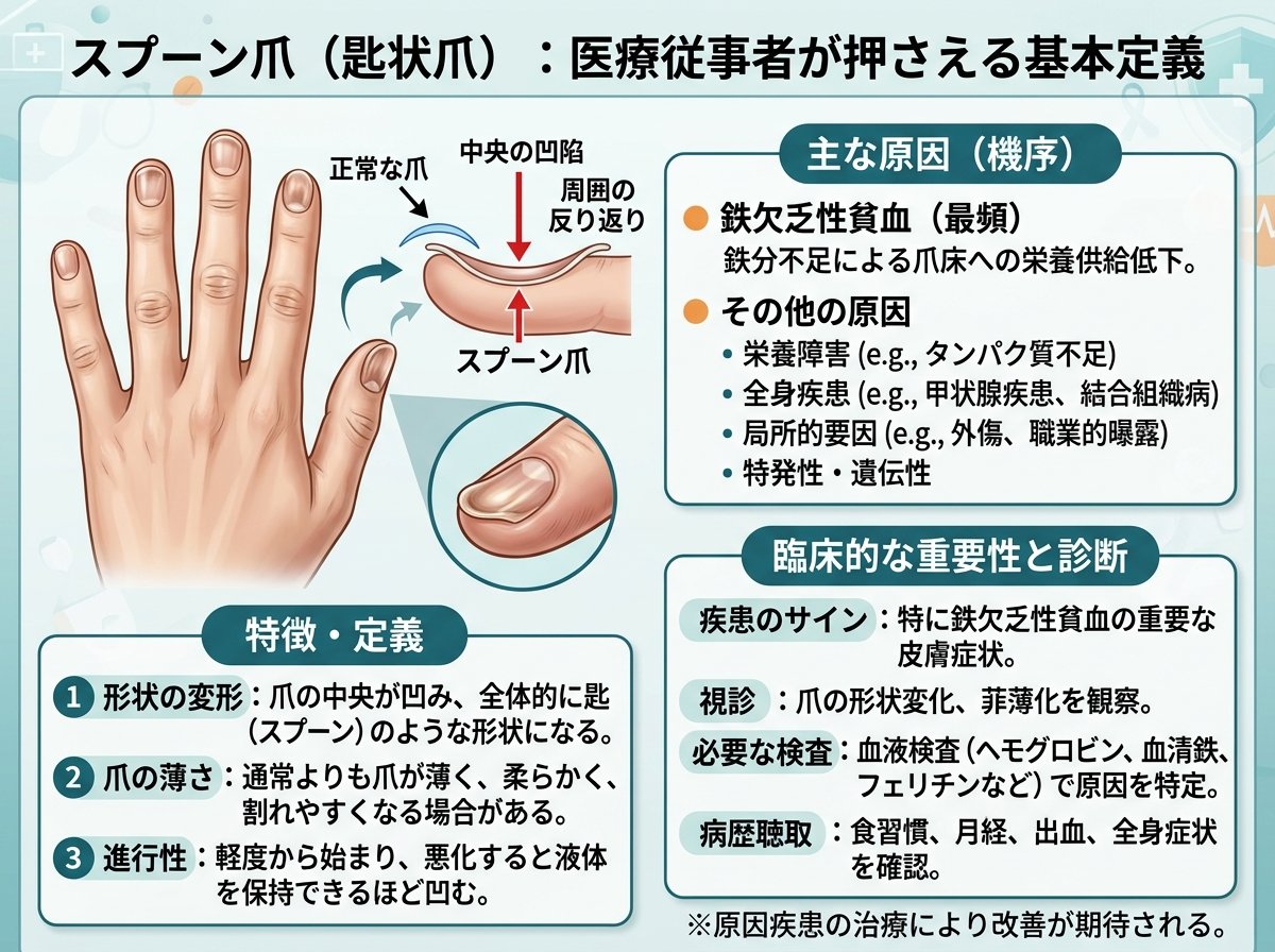 スプーン爪(匙状爪)とは何か:医療従事者が押さえる基本定義