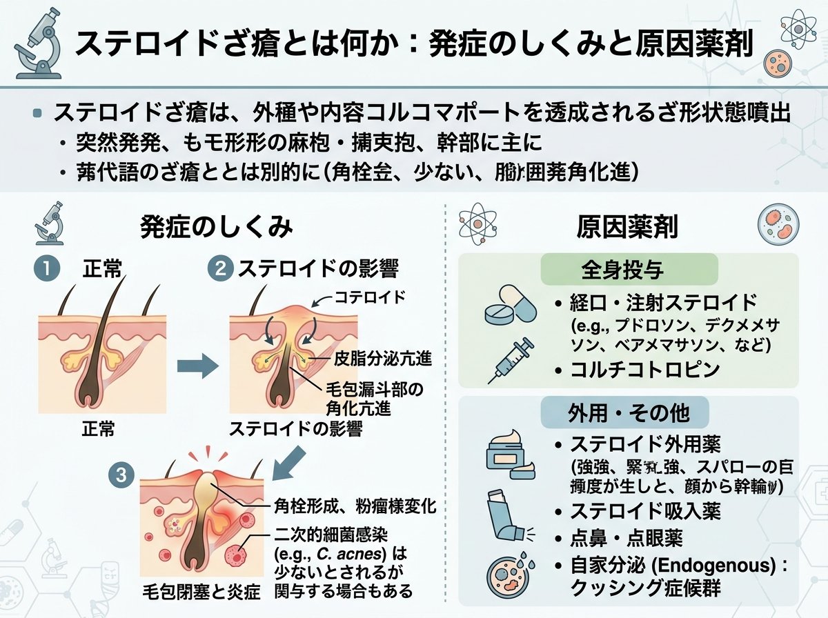 ステロイドざ瘡とは何か：発症のしくみと原因薬剤
