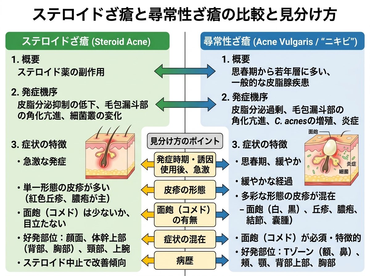ステロイドざ瘡の症状と尋常性ざ瘡との見分け方