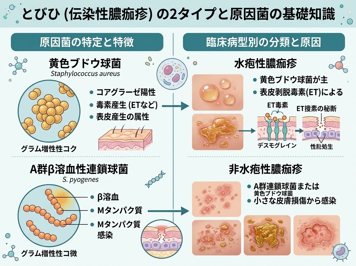 とびひ（伝染性膿痂疹）の2タイプと原因菌の基礎知識