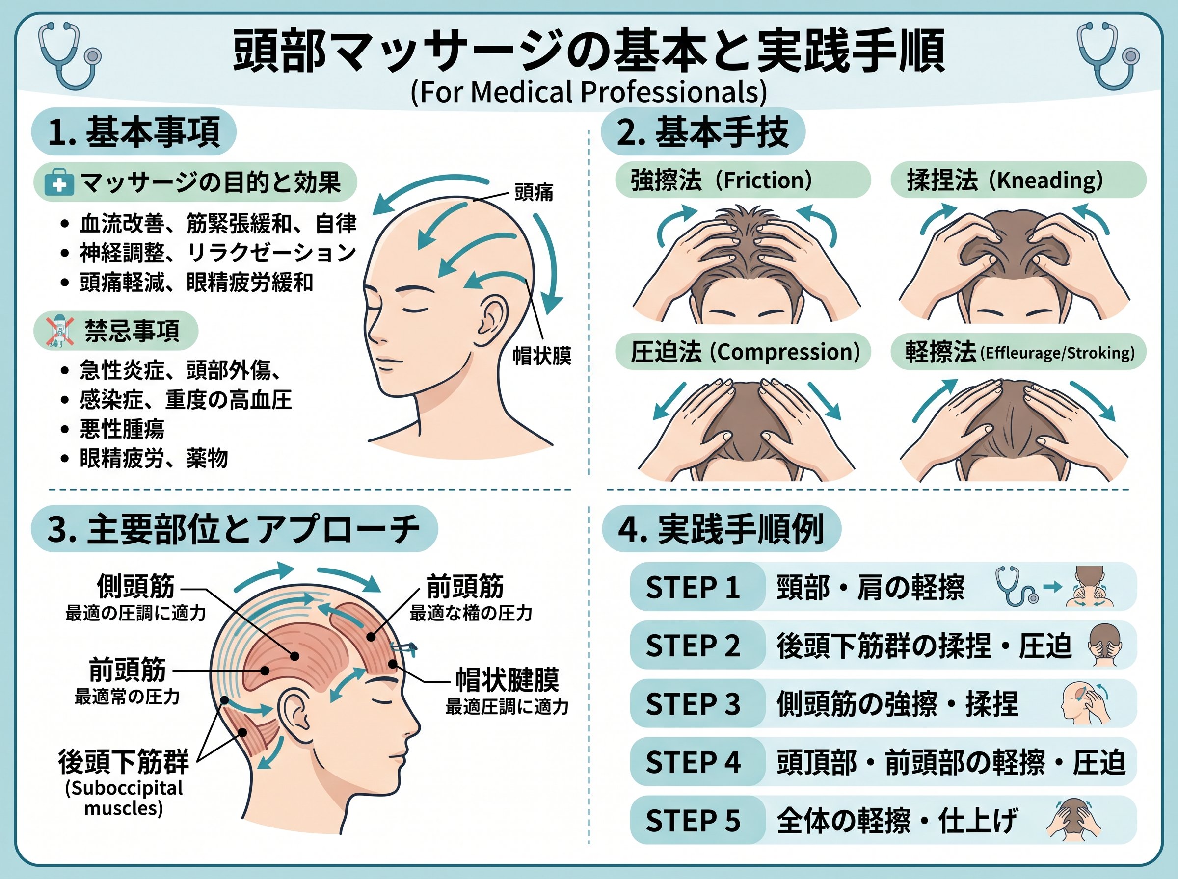 頭部マッサージ やり方 基本 方法 手順