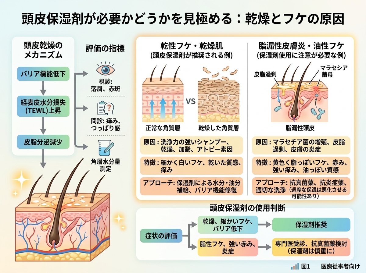 頭皮保湿剤が必要かどうかを見極める：乾燥とフケの原因