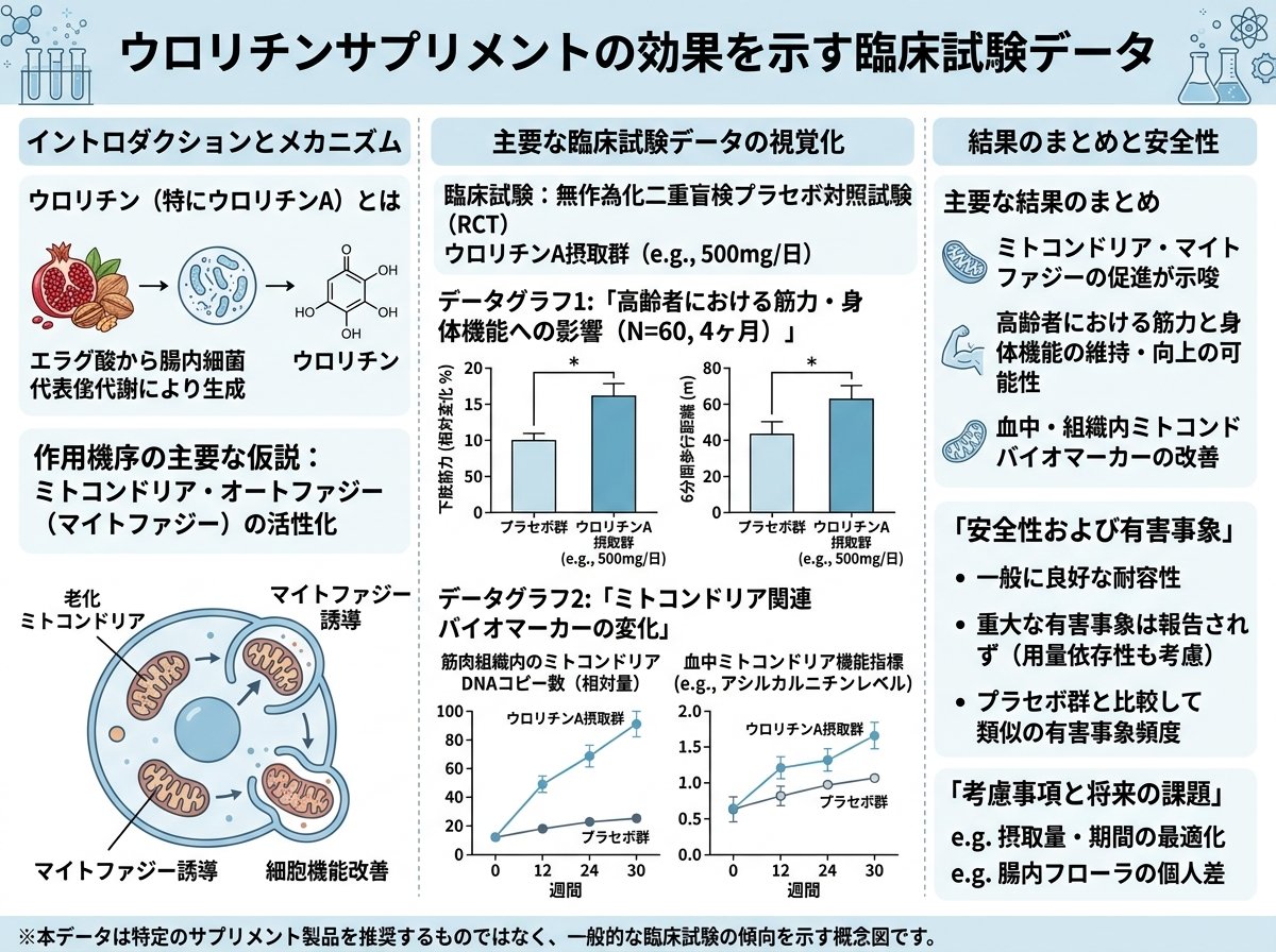 ウロリチンサプリメントの効果を示す臨床試験データ
