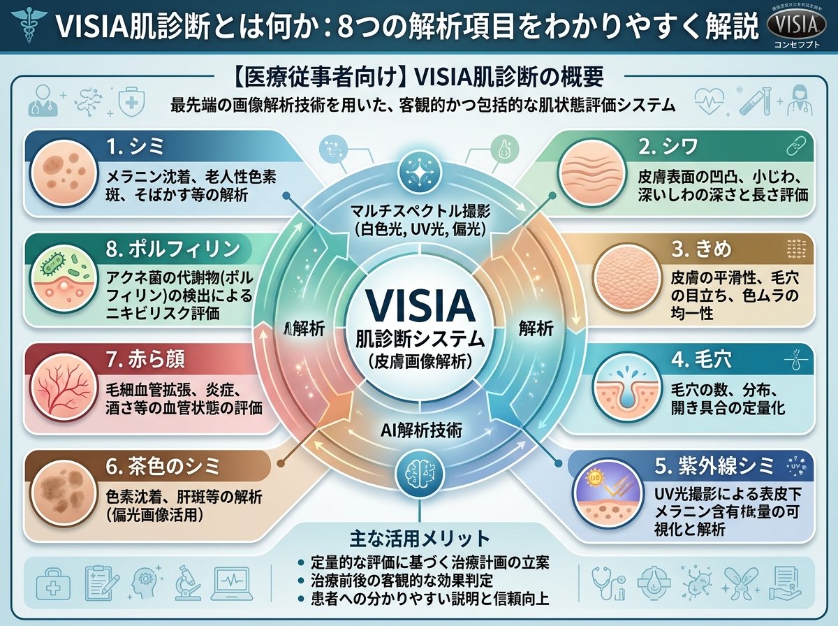 VISIA肌診断とは何か:8つの解析項目をわかりやすく解説