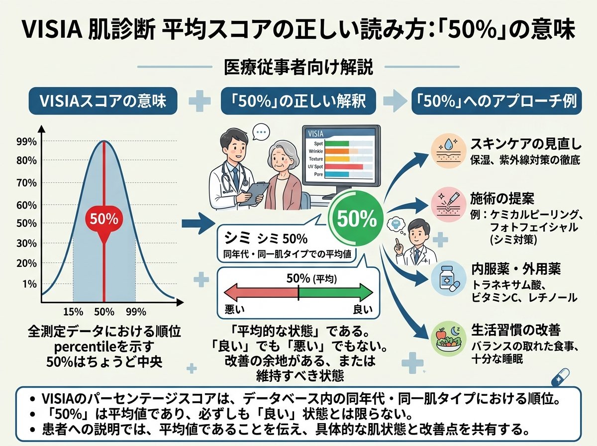 visia肌診断の平均スコアの正しい読み方:50%の意味